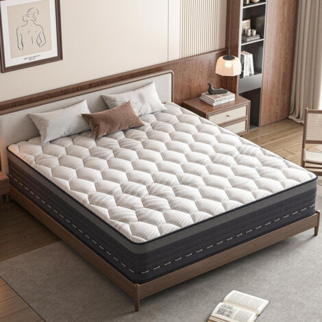 Matelas à ressorts ensachés 22cm/25cm d’épaisseur – 7 zones de confort en mousse mémoire – Respirant et Confortable 160x200x25 cm