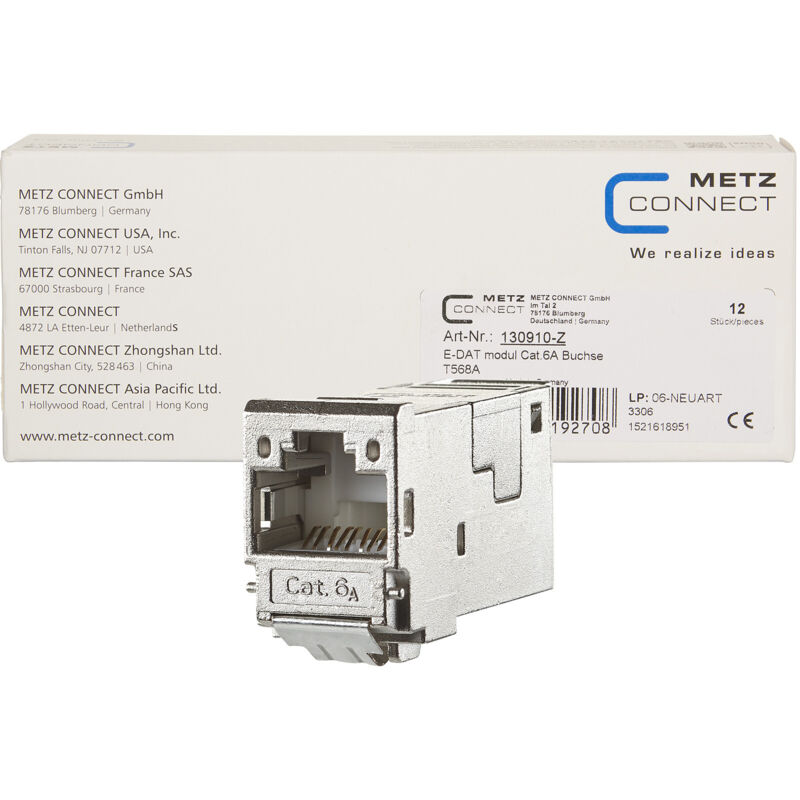 METZ CONNECT Anschlussdose ISO/IEC Cat.6A Modul 1 Port 270M UPk rw METZ CONNECT Anschlussdose ISO/IEC Cat.6A Modul 1 Port 270M UPk rw