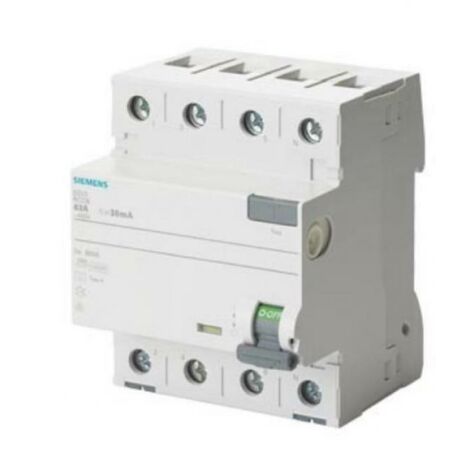 Siemens Interruptor diferencial, 4 polos, Tipo A, In: 63 A, 300 mA, Un AC: 400 V, 5SV36466
