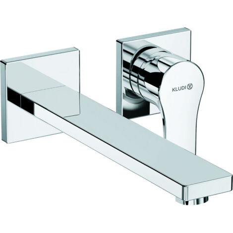 KLUDI ZENTA SL Grifo monomando lavabo pared 2 agujeros salida 230 MM, roseta de dos piezas cromo, 482450565 (1/3)