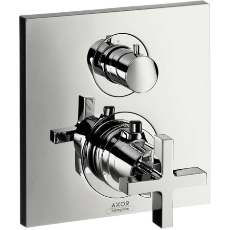 AXOR Citterio Termostato empotrado con válvula de cierre y manecilla en cruz Cromo, 39705000 (1/3)