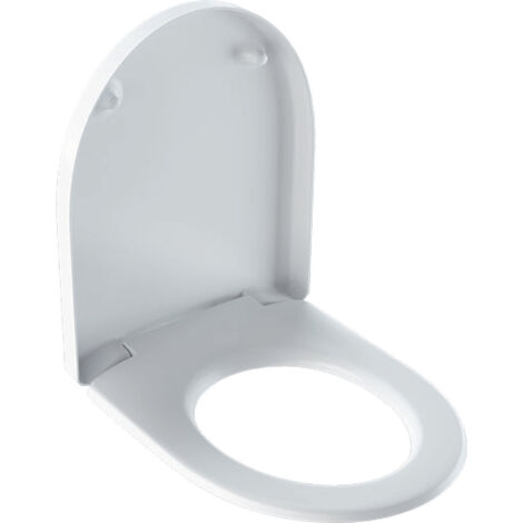 Asiento de inodoro RENOVA PLAN con tapa, bisagras extraíbles: acero inoxidable, blanco GEBERIT