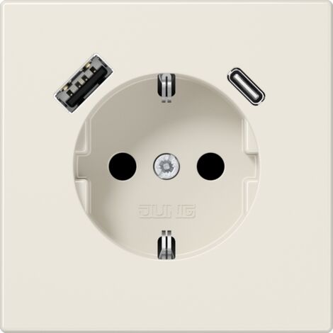 Jung Enchufe SCHUKO®, 16 A 250 V , con cargador USB, 1 x tipo A + 1 x tipo C, SAFETY+, serie LS, blanco LS 1520-15 CA