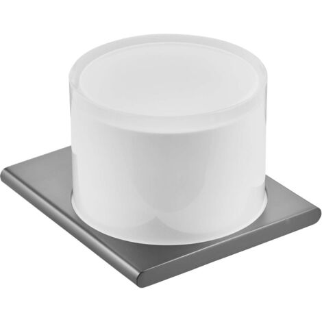 Keuco KE Dosificador de loción Edition 400 11552, completo con vaso de cristal auténtico, cromo negro cepillado, 11552139000 (1/5)