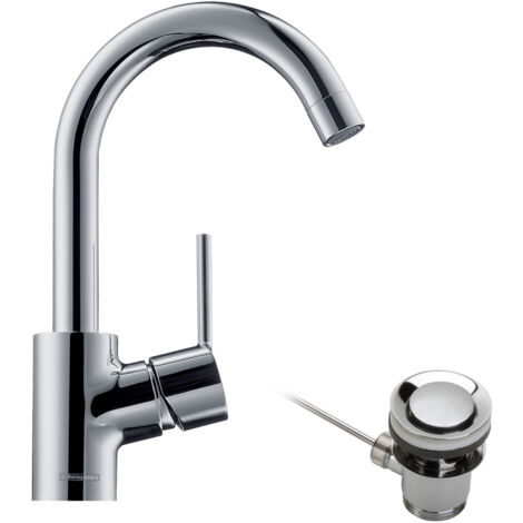 hansgrohe Talis S Grifo de lavabo monomando 200 con caño giratorio y vaciador de varilla Cromo, 32070000 (1/5)