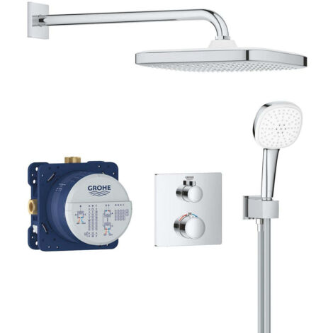 GROHE 34 871 000 TEMPESTA 250 Cube Grohtherm Conjunto empotrado con ducha mural Cromo - ref: 34 871 000