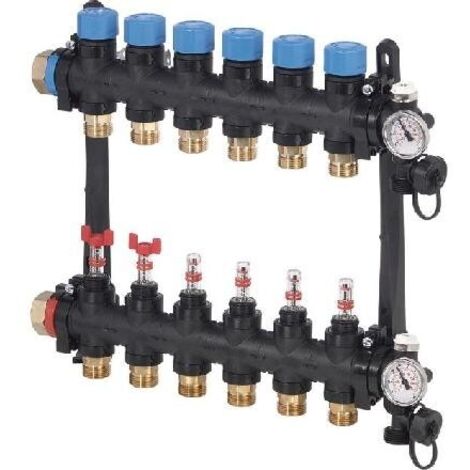 Colector macho vario con caudalímetro FM - UPONOR Medidas: Ø3/4" (7 salidas)