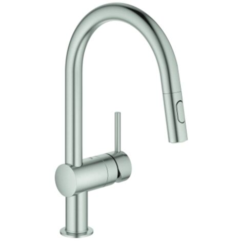 GROHE Grifo electrónico para fregadero Minta 323212 Caño en C Ducha extraíble supersteel, 32321DC2