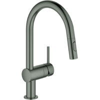 GROHE Grifo electrónico de fregadero Minta 323212 caño C teleducha hard graphite cepillado, 32321AL2