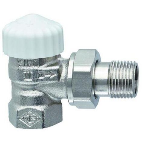 Valvola termostatica V-exakt II DN15 nichelata, cappuccio bianco, angolo, con preregolazione