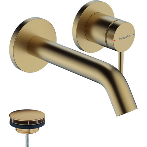 Hansgrohe Tecturis S - Miscelatore ad incasso per lavabo, con sistema di scarico, montaggio a 2 fori, EcoSmart, bronzo spazzolato 73350140