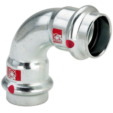 Curva a 90° FF D. 22 Prestabo con SC‑Contur, acciaio al carbonio zincato, estremità a pressare femmina 558147