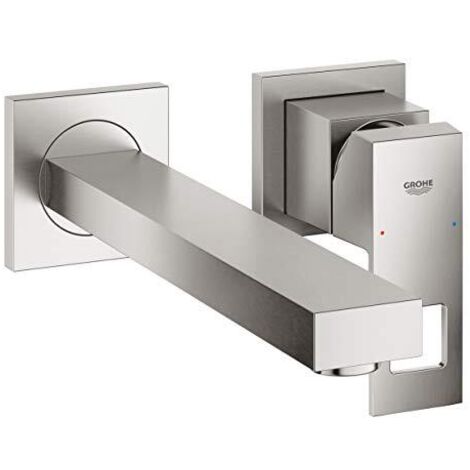 GROHE Miscelatore a 2 fori per lavabo Eurocube 23447 set di montaggio a parete supersteel, 23447DC0 (1/4)