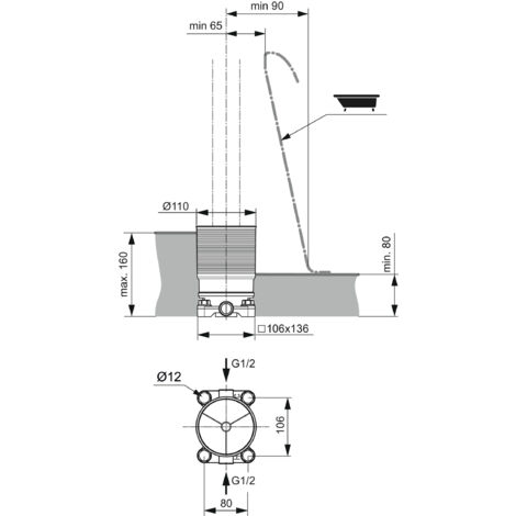 Ideal Standard Kit incasso 1, per miscelatore vasca freestanding, A6133NU (1/2)