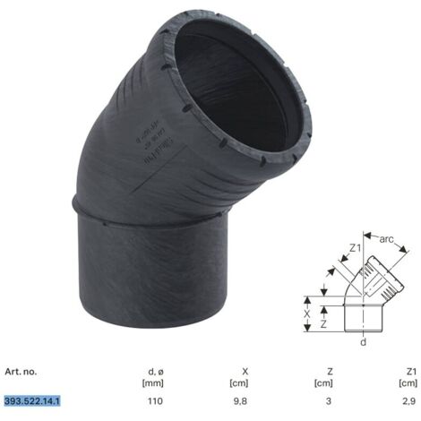 Geberit Curva Silent-Pro, DN 100, dø 110 mm, 393.522.14.1 (1/2)