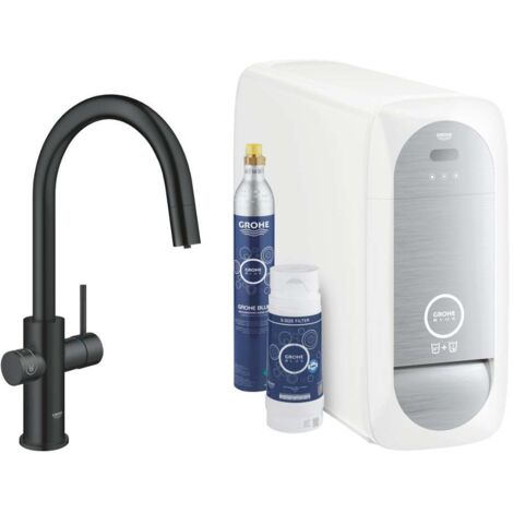 Rubinetto Grohe Blue Home Nero Opaco Bocca a C con Doccetta Estraibile 31541KS0 Nero Opaco