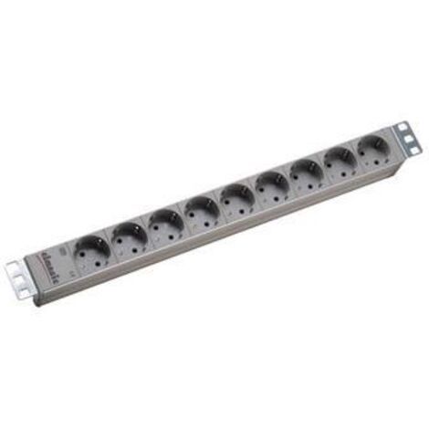 BACHMANN - Ciabatta elettrica con 9 prese da 48,3 cm (19 pollici), senza interruttore E/A, colore: Alluminio