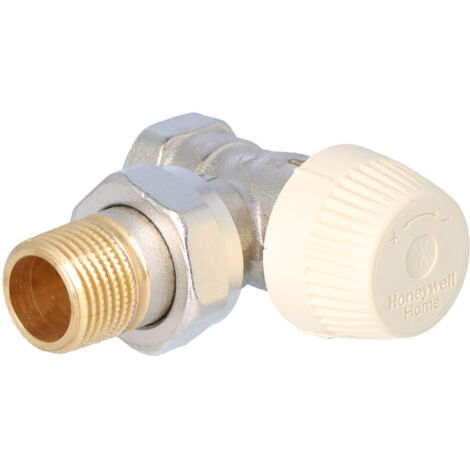 Valvola termostatica, angolo, inserto SX, con preimpostazione, 1/2 pollice, filettatura interna, con attacco per radiatore con guarnizione metallo su metallo (1/4)