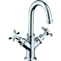 AXOR Montreux Miscelatore lavabo a 2 maniglie 160 con maniglie a croce per lavamani piletta a tirante Cromo, 16505000