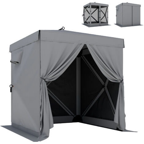 Pavillon 1,85x1,85m Wasserdicht Stabil Winterfest Pop-up Faltpavillon mit 4 Mesh-Seitenteilen Tasche, UV 30+