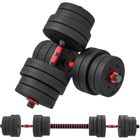 Ensemble d'haltères Courtes Total 30 Kg 2 en 1 poids réglable Barres incluses - entraînement Musculaire & haltérophilie