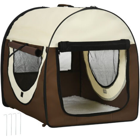 Trasportino per Animali Domestici Pieghevole in Oxford con Cuscino Rimovibile Lavabile e Borsa per Trasporto, 70x51x59cm, Marrone (1/5)