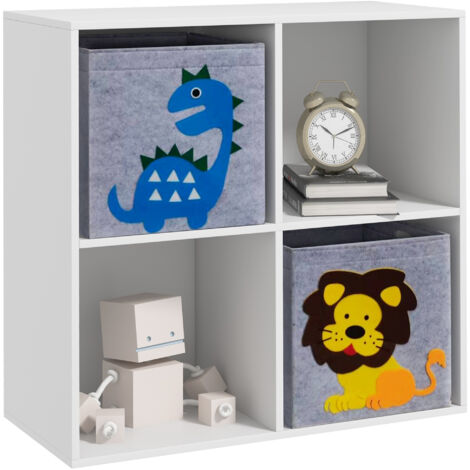 Scaffale Portagiochi per Bambini con 4 Scomparti e Contenitori, 61.8x29.9x61.8cm, Bianco (1/5)