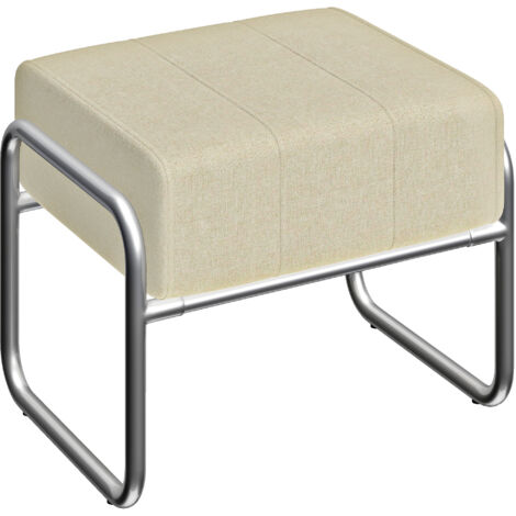 Fußhocker Sitzhocker Dick Gepolstert Hocker mit Chenille-Stoff Stahlbeinen für Schlafzimmer, Beige (1/5)