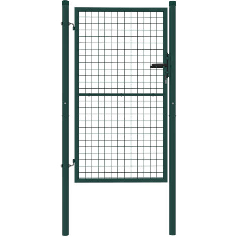 Portillon de jardin en acier 97 x 200 cm portail de jardin avec serrure, clés et poignée, vert