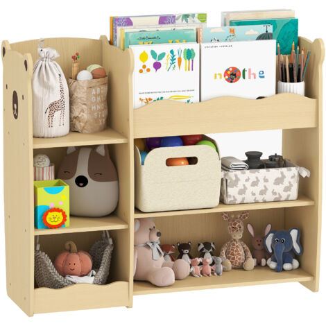 Scaffale Portagiochi per Bambini 3-8 Anni con Ripiani Aperti e Scomparti, , 92x29x79 cm, color (1/5)