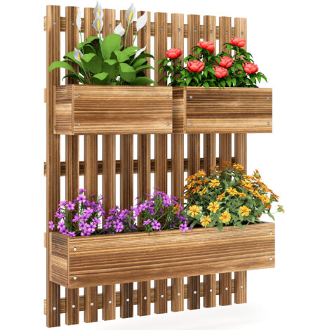Jardinière murale potager avec 3 bacs massif amovibles 60 x 16 x 80 cm (1/5)
