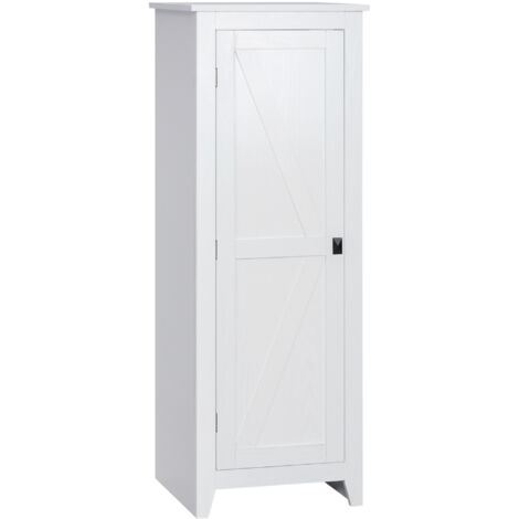Armoire de Rangement buffet cuisine meuble de rangement pour Salle de bain Gain de Place Style Classique avec 3 étagères réglables- Hauteur 120 cm Blanc