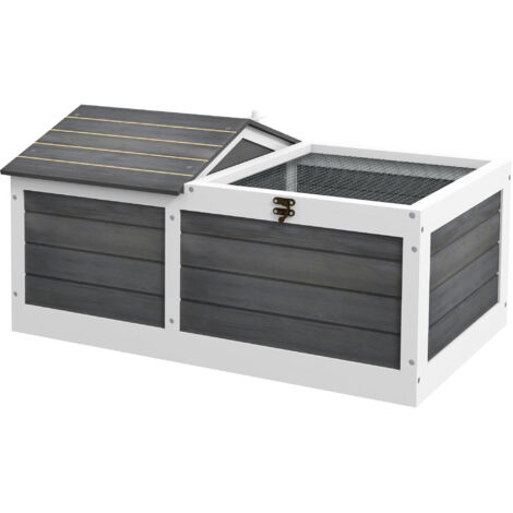 Maison enclos cage pour petit animal tortue avec 2 espaces 86 x 54 x 43 cm - de sapin