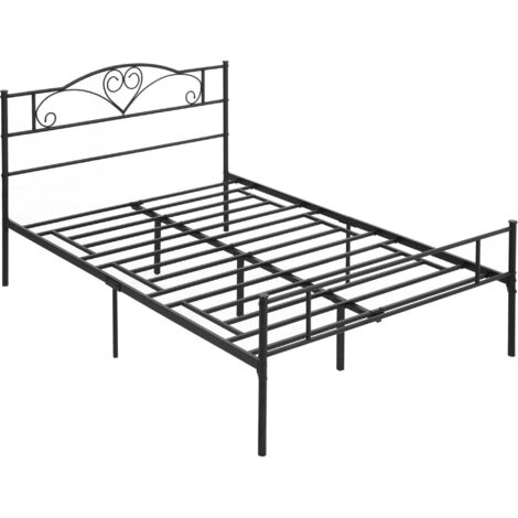 Struttura Letto Una Piazza e Mezza in Acciaio con Doghe Integrate, Testiera e Pediera, 140x200cm (1/5)