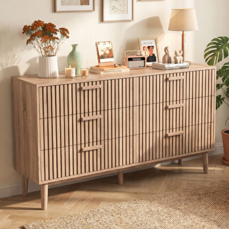Commode 6 tiroirs ,commode indépendante, buffet, motif rayé, 100 x 34 x 93 cm, chambres, les salons ou les couloirs,MDF