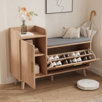 ADWOLT Banc à chaussures,Coffre Rangement, meuble à chaussures,8 Paires ,Entrée , Chambre, 100 × 30 × 69,5 cm,Couleur Chêne