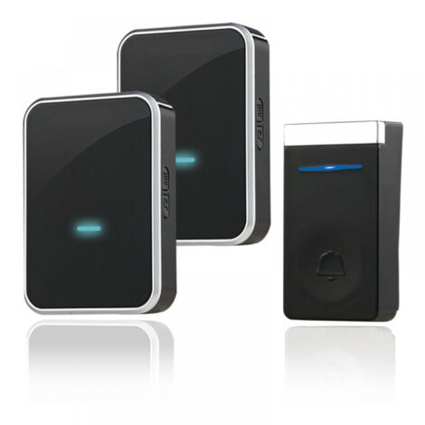 Sonnette sans fil étanche IP44 – Portée 150m – 52 mélodies – Volume réglable 0-90 dB – Installation facile avec vis et adhésif