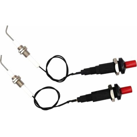 Allumeurs pour gril à gaz/grill, allumeur piézo-électrique à bouton-poussoir avec fil de bougie d'allumage universel fileté en céramique with électrodes d'allumage Long 30cm électronique Lot de 2 (1/5)