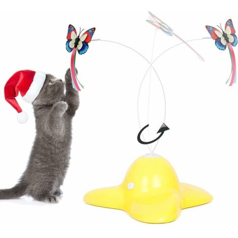 Jouet Interactif D'Intérieur pour Chat avec Papillon Rotatif à 360° (Jaune) (1/5)