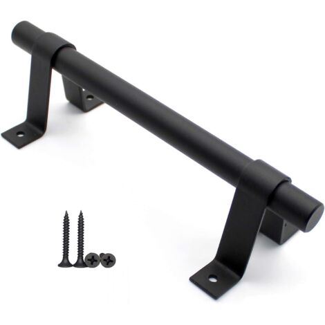 Poignée de Porte de Grange, Poignée de Porte en Acier au Carbone Solide Noir de 200 mm de Long, Poignées de Porte Coulissante pour Placard de Cuisine (1/5)