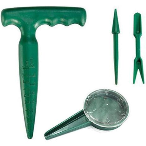 Lot de 4 Outils de Jardinage à Main – Semeur à semis, Pistolet à poignée planteur, repiqueur et Plus Large – Outils de Jardinage Free Size Vert (1/5)