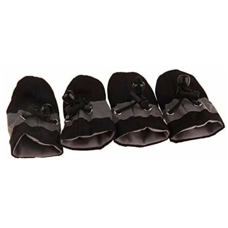 Chaussettes et chaussures pour chien 4 Bottes de Pluie pour Chien, Bottes Imperméables Couvre-chaussures Souples Antidérapantes Design Réfléchissant pour Chiens Chiots Animal Domestique (Noir 3 ) (1/3)