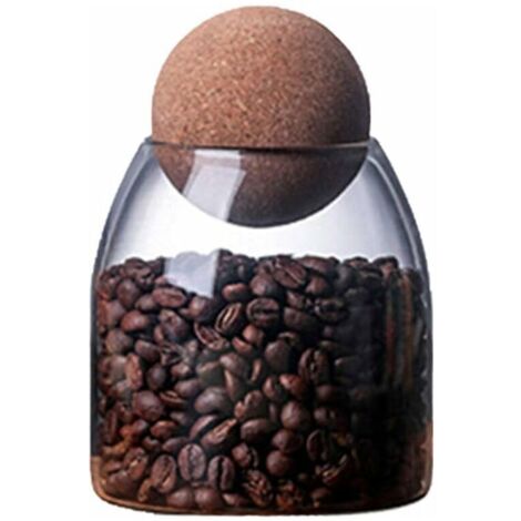 - Bocal de conservation en verre borosilicate transparent hermétique, avec bouchon en liège pour épices, sucre, café, biscuits, bonbons, 500 ml (1/5)