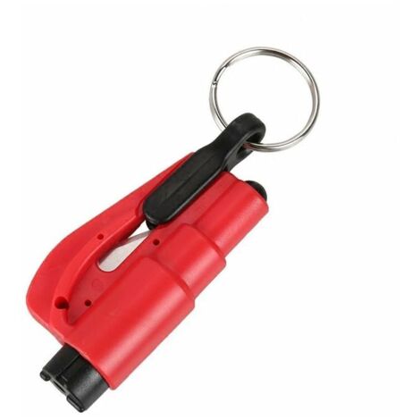 Porté-clé sécurité, Brise-vitre, Coupe-Ceinture, Facile et Rapide à Utiliser pour Voitures (rouge) (1/5)