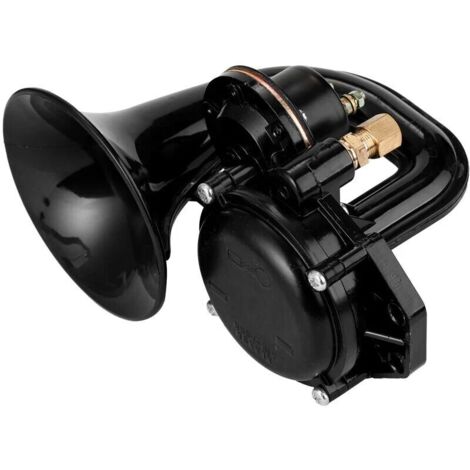 Camion 135db Fort Air Horn 12/24V SuperLoud Trompette Air Horn avec Valve Électrique Plat pour Auto Vehicle Trucks - Le noir