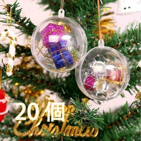 20 Pièces Boules de Noël Transparentes à Remplir 8cm, Boule de Noël en Plastique, Idéal DIY Decoration pour Sapins de Noël (1/5)