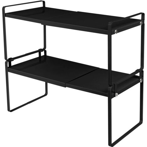 Étagère sous évier de cuisine à 2 niveaux, Organisateur extensible sous l'évier , Étagère de salle de bain multifonctionnelle , étagère d'organisation pour chambre à coucher, noir (1/5)