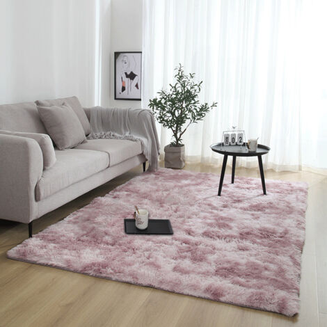 Ineasicer – Tapis shaggy moelleux 60x160cm – Antidérapant – Surface polaire haute 3cm – Confort pour salon et chambre enfants – Couleur rose-mauve