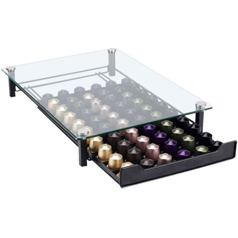 ® Porte Capsulesde Café,Capacité 60 Capsules,pour Machine à Café de Dosettes de Café,41 x 29 x 7 cm,transparent (1/5)