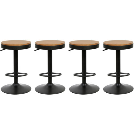 Lot de 4 Tabouret de Bar en Bois Vintage pivotant,Chaise de Bar réglable en Hauteur réglable, Noir (1/5)